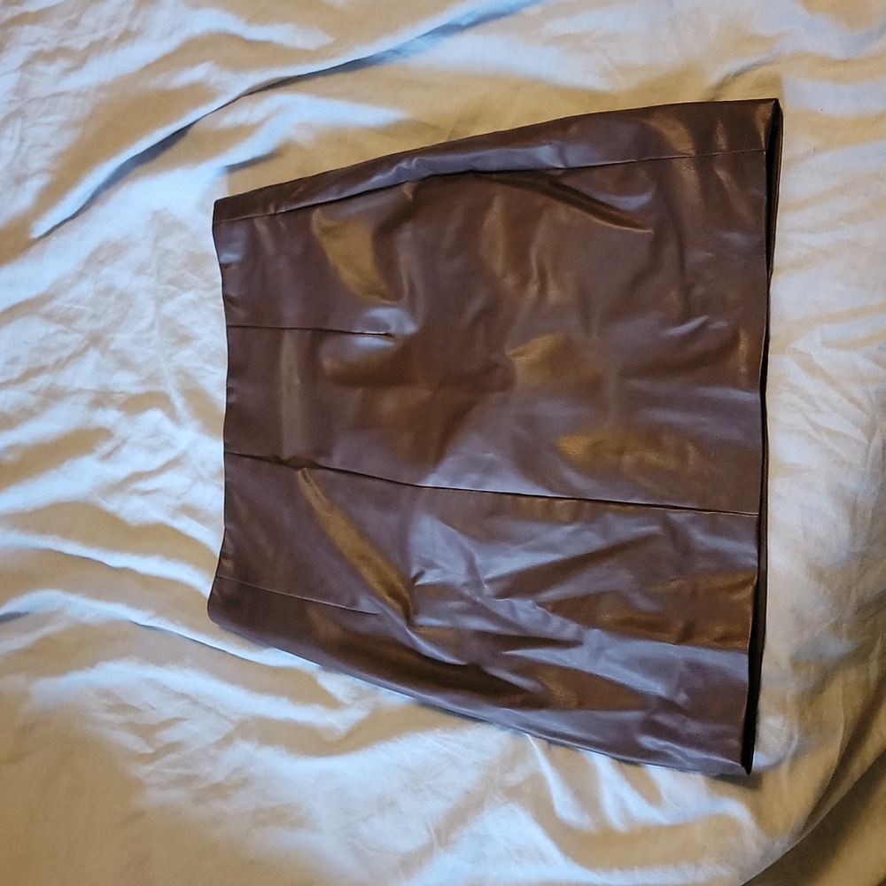High Waist short Leather Skirt